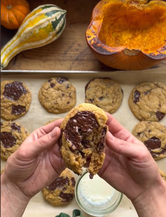 Pumpkin 🎃Sourdough Chocolate Chip Cookies 🍪